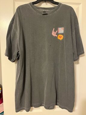 Communication Washed Charcoal Graphic T-Shirt - Gray
